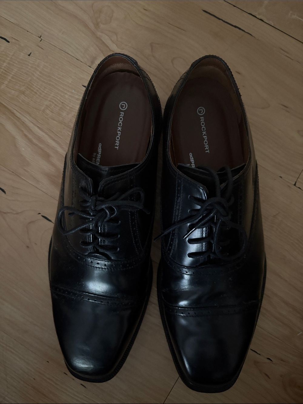 Rockport adiprene by adidas Black Leather Cap-Toe Oxfords size 10